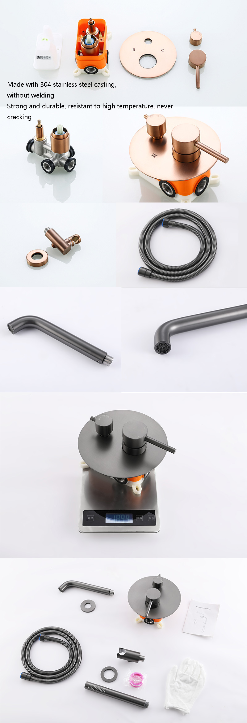 Dos funciones en la ducha montada en la pared.