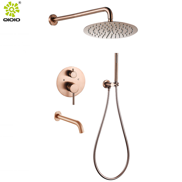 cUPC de alta calidad en la pared 304 de acero inoxidable cepillado de oro grifos mezcladores de ducha sistema de ducha oculto grifo de ducha de baño