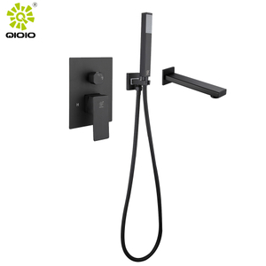 cUPC Matt negro vendedor caliente baño SS Baño mezclador frío y caliente en el sistema de ducha de pared grifos para baño