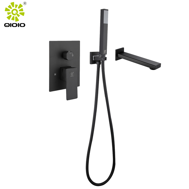 cUPC Matt negro vendedor caliente baño SS Baño mezclador frío y caliente en el sistema de ducha de pared grifos para baño
