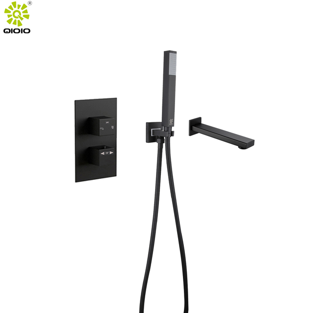 Sistema de ducha termostático 304 Acero inoxidable de tres funciones Juego de ducha de lluvia para baño Columna mezcladora