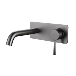 Moderno grifo de lavabo de baño de una sola manija de montaje en pared gris pistola de acero inoxidable 304