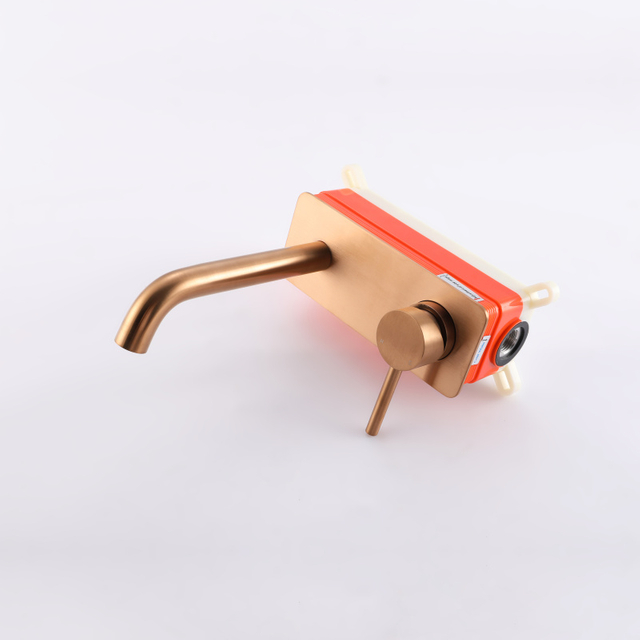 Grifo monomando para lavabo de baño, montaje en pared, moderno, de acero inoxidable 304, oro rosa