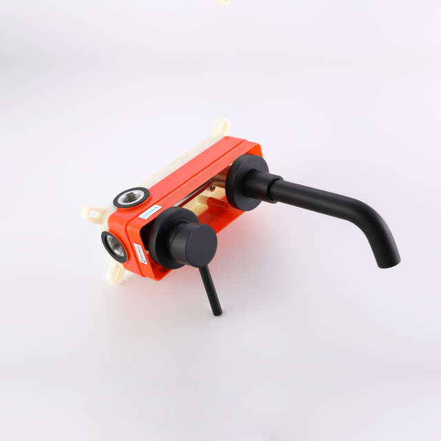 Grifo de lavabo de baño de montaje en pared negro mate de acero inoxidable 304 de lujo