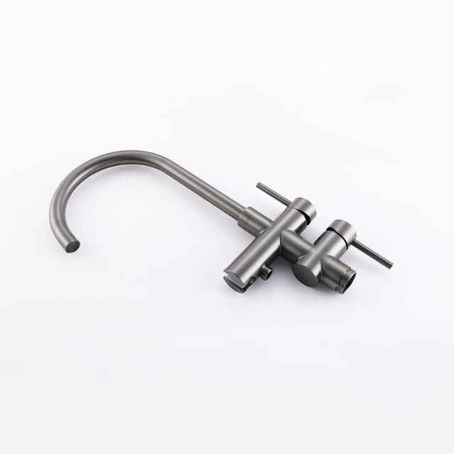 CUPC, alta calidad, acero inoxidable 304, pistola multifuncional mezclada en frío y caliente, ducha de suelo de baño gris, grifo de bañera independiente