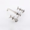 Grifo de doble manija para lavabo de baño con montaje en pared de níquel cepillado de acero inoxidable 304 
