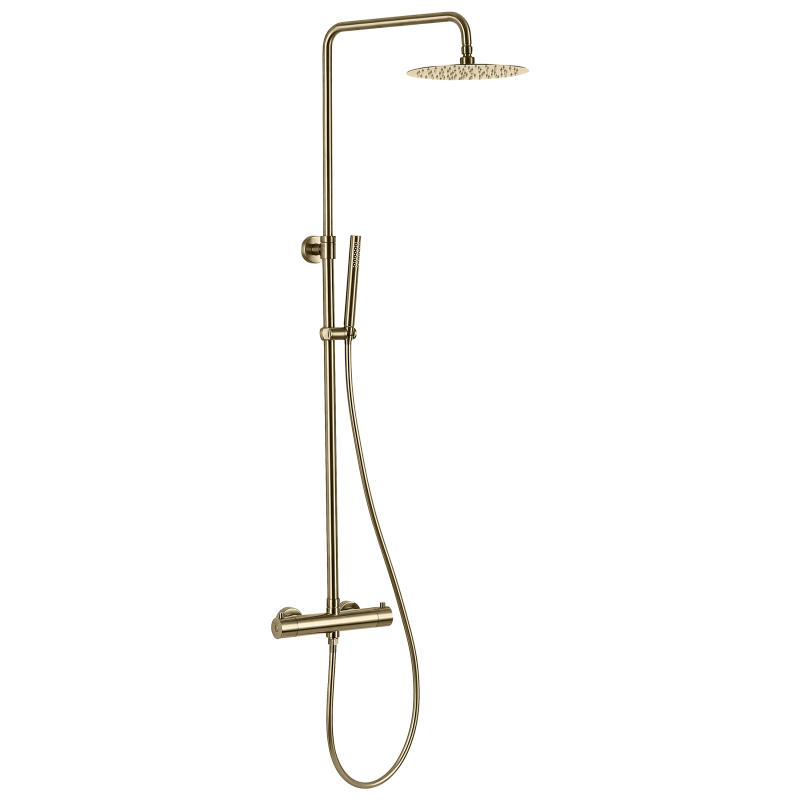 Mezclador termost&aacute;tico de ducha de ba&ntilde;o de acero inoxidable 304, oro cepillado