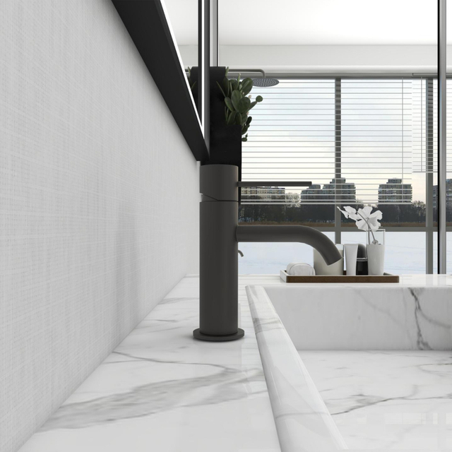 Grifo monomando para lavabo de baño negro mate de acero inoxidable 316 moderno