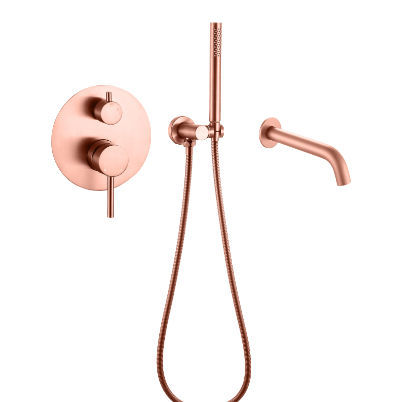 Juego de ducha oculto de acero inoxidable 304, cobre amargo, oro rosa