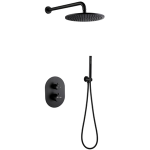 Juego de ducha termostático oculto negro moderno de acero inoxidable 304 para baño