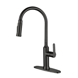 Grifo de cocina con pulverizador abatible de una sola manija, color negro, pistola de acero inoxidable 304 de gama alta