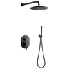 Juego de mezclador de ducha de baño tipo lluvia negro con pistola de acero inoxidable 304 oculto montado en la pared 