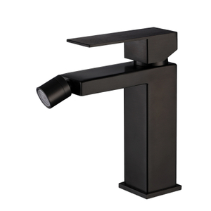 Grifo para bidé de baño con una sola manija, cuadrado, negro mate, de acero inoxidable 304