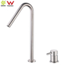 Grifo moderno para lavabo de baño con dos orificios y mango separado de níquel cepillado de acero inoxidable 304