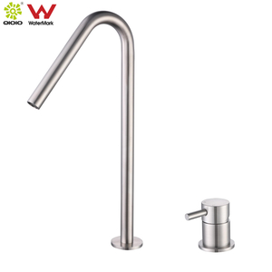 Grifo moderno para lavabo de baño con dos orificios y mango separado de níquel cepillado de acero inoxidable 304