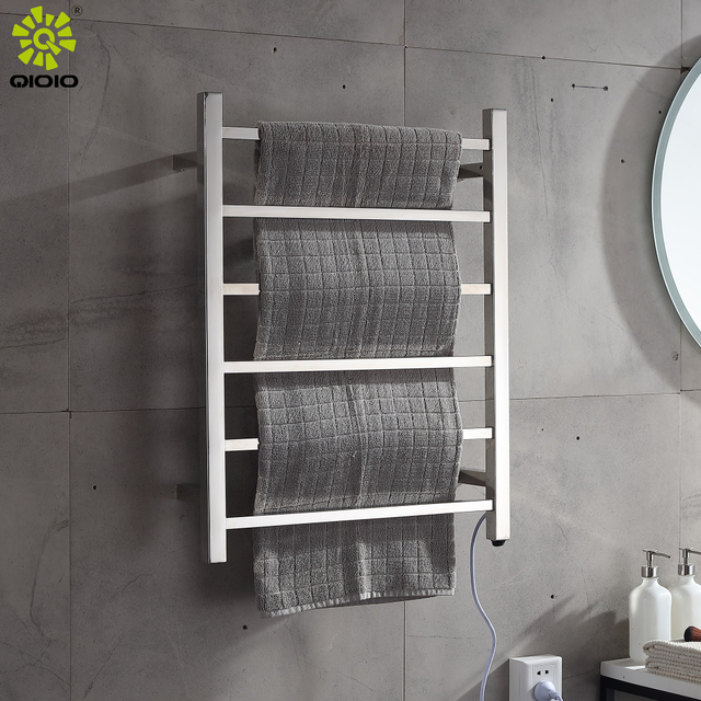 Accesorios de baño de fábrica 304 toallero calefactado montado en la pared cuadrado de acero inoxidable