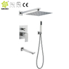 cUPC de alta calidad de tres vías 304 de acero inoxidable oculto mezclador de agua caliente y fría montado en la pared juego de ducha de baño