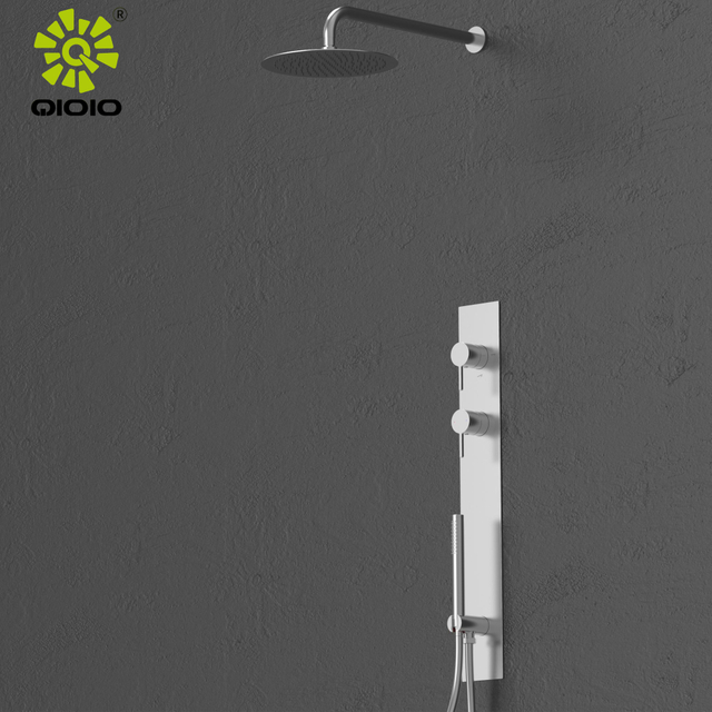 Juego de mezclador de ducha de baño caliente y frío de dos vías oculto oculto montado en la pared de acero inoxidable 304