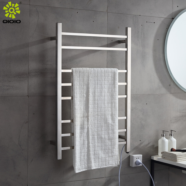 Accesorios de baño de fábrica 304 toallero calefactado montado en la pared cuadrado de acero inoxidable