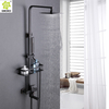 Grifo mezclador de columna de ducha de baño cuadrado de lluvia de acero inoxidable 304 cepillado negro mate de alta calidad