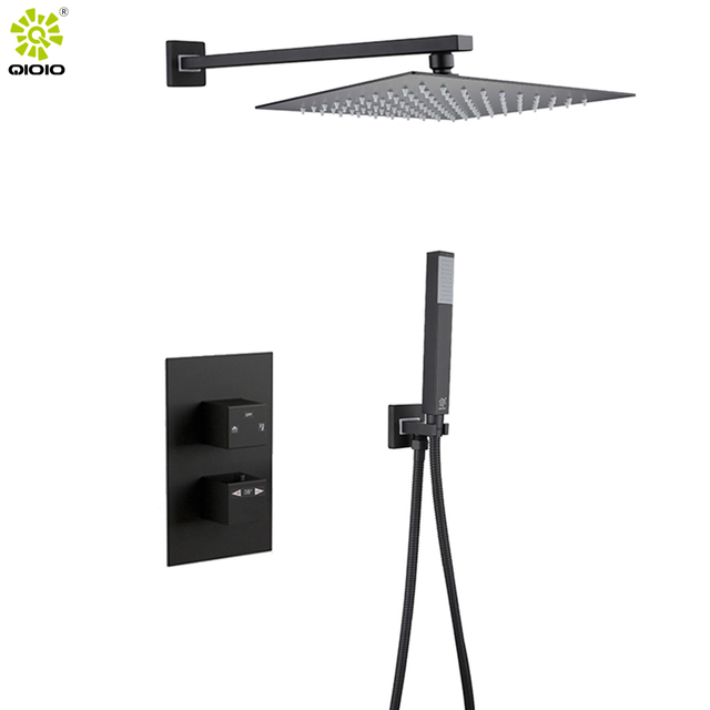 Sistema de ducha termostático 304 Acero inoxidable de tres funciones Juego de ducha de lluvia para baño Columna mezcladora