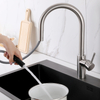 Grifo de cocina de níquel cepillado de acero inoxidable 304 con rociador desplegable