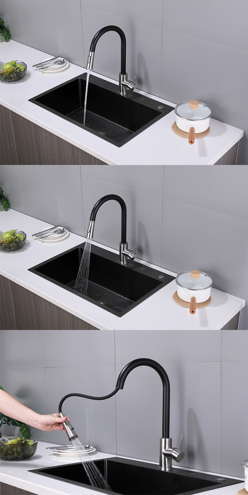 Grifo mezclador de cocina extra&iacute;ble 