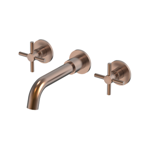 Grifo de doble manija para lavabo de baño con montaje en pared de oro rosa de acero inoxidable 304 