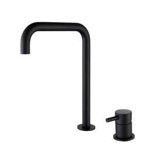 Grifos de lavabo de baño con manija separada, color negro mate, de acero inoxidable 304