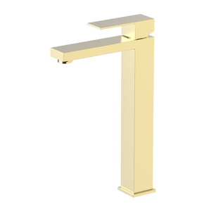Grifo de cintura alta para lavabo de baño de oro cepillado de acero inoxidable 304 cuadrado de alta calidad certificado CUPC