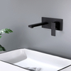 Grifos de fregadero de recipiente de baño de montaje en pared negro mate de acero inoxidable 304 cuadrados modernos