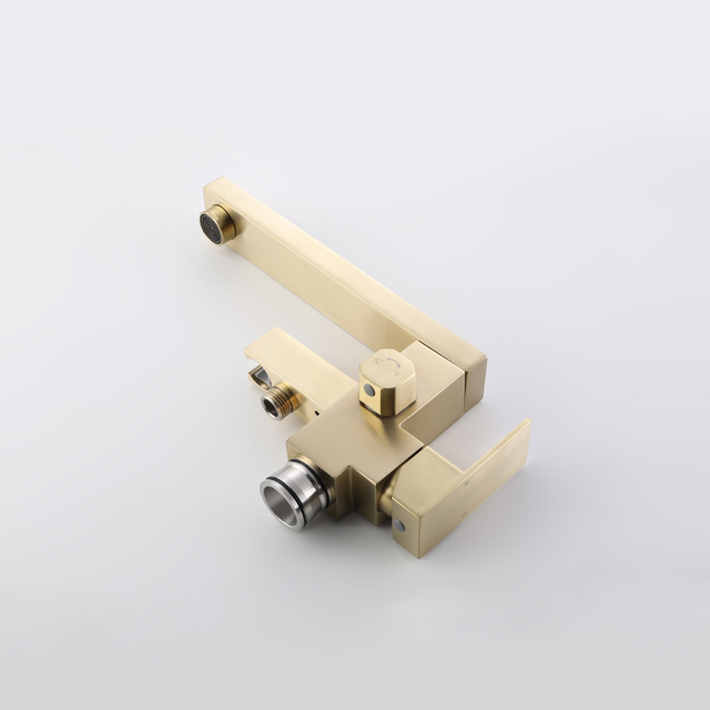 CUPC-grifos cuadrados de alta calidad para bañera, de acero inoxidable 304, Oro pulido, multifuncional, para suelo de baño, ducha, independiente 