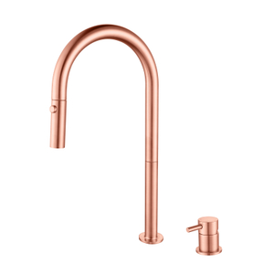 Grifos de fregadero de cocina abatibles con manija separada de oro rosa de cobre de acero inoxidable 304