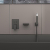 Grifo para bañera en cascada con montaje en pared, color negro mate, con ducha de mano