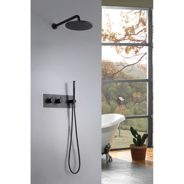 Juego de ducha con marca de agua para baño montado en la pared de níquel cepillado Ycfaucet de acero inoxidable 304 