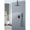 Mezclador de agua fría y caliente cuadrado negro mate moderno de acero inoxidable 304 en juego de ducha de baño oculto de lluvia montado en la pared