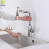 Grifo de cocina abatible con sensor táctil de níquel cepillado de acero inoxidable 304 caliente y frío