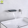 Grifo de baño Grifo oculto montado en la pared Lavabo de acero inoxidable frío y caliente Mezclador de lavabo en cascada