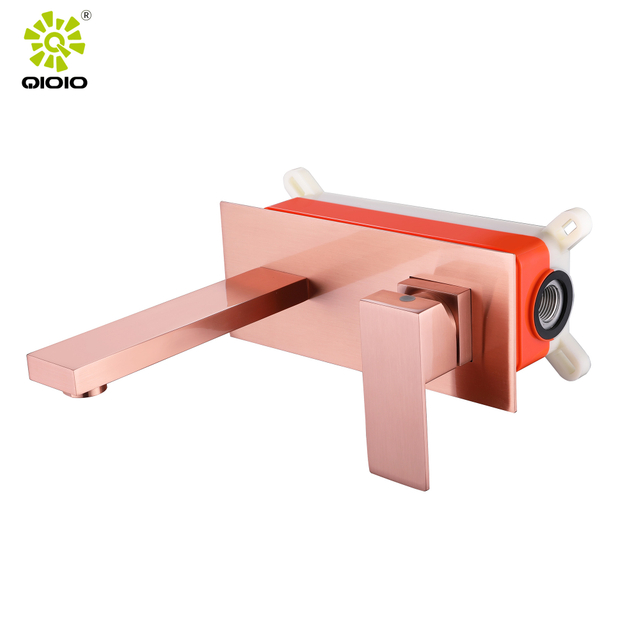 Grifo de agua cepillado de acero inoxidable 304 de alta calidad CUPC, grifo de baño de lavabo cuadrado oculto montado en la pared oculto