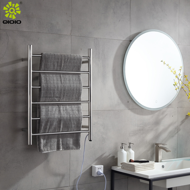 Accesorios de baño de fábrica 304 toallero calefactado montado en la pared cuadrado de acero inoxidable