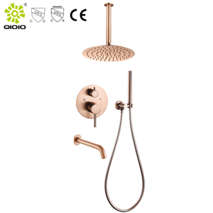 CUPC de alta calidad en la pared 304 de acero inoxidable cepillado de oro grifos mezcladores de ducha sistema de ducha oculto grifo de baño ducha