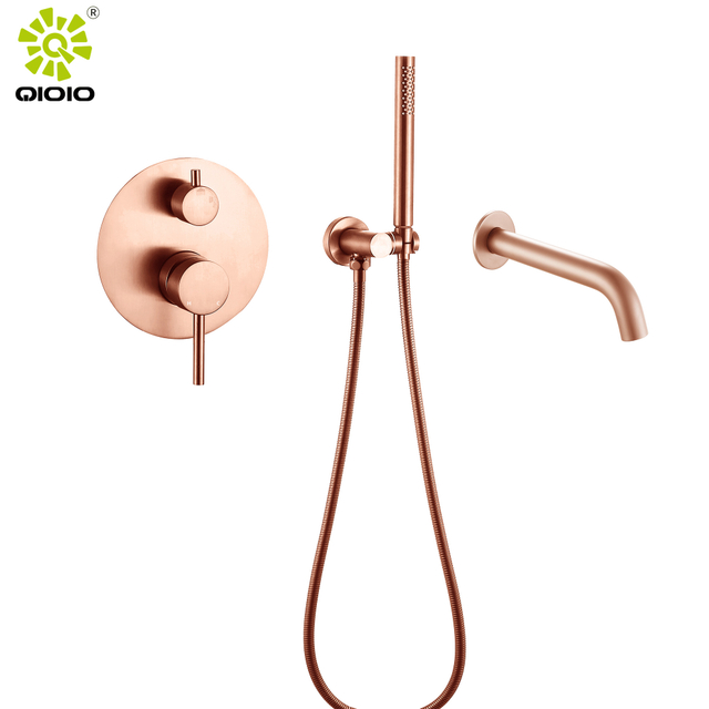 Juego de grifos de ducha ocultos 304 Acero inoxidable plateado cepillado Montado en la pared Mezclador de agua fría y caliente Ducha de baño