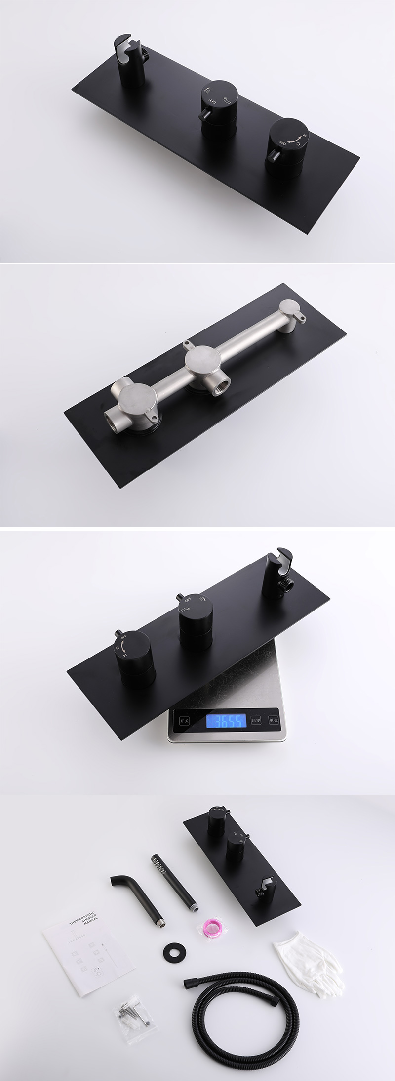 Dos funciones en la ducha montada en la pared.