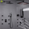 Cabezal de ducha LED 3 funciones de latón set de ducha termostático empotrado negro