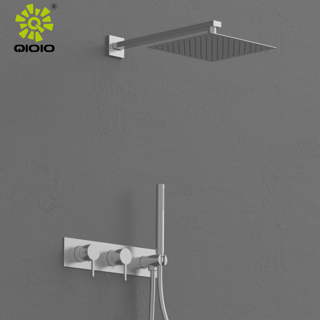 Conjunto de mezclador de ducha de baño caliente y frío montado en la pared de acero inoxidable 304