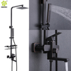 Grifo mezclador de columna de ducha de baño cuadrado de lluvia de acero inoxidable 304 cepillado negro mate de alta calidad