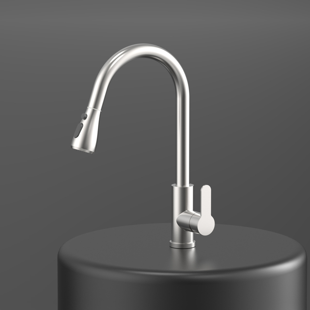 CUPC Grifo mezclador de cocina extraíble de un solo orificio de Oro cepillado de acero inoxidable 304 moderno de alta calidad