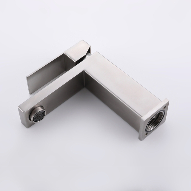 Grifo monomando para lavabo de baño, cuadrado, de oro cepillado, de acero inoxidable 304, de alta calidad, certificado CUPC