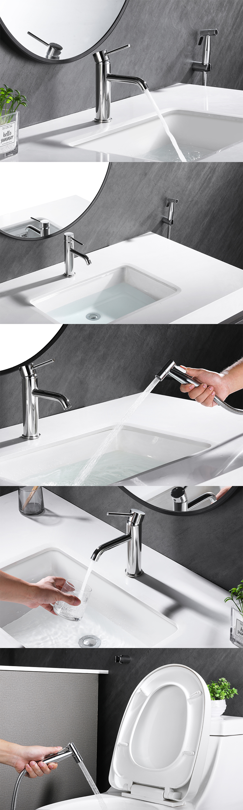 grifo de ba&ntilde;o con rociador de bid&eacute;