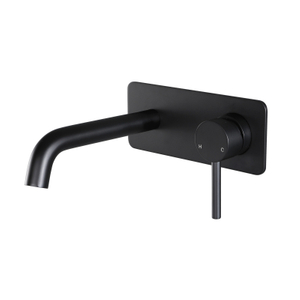 Grifo monomando para lavabo de baño, montaje en pared, color negro mate, moderno, acero inoxidable 304